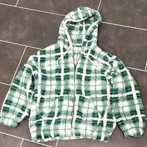 Arizona Jean Company Green and White Fleece Hoodie